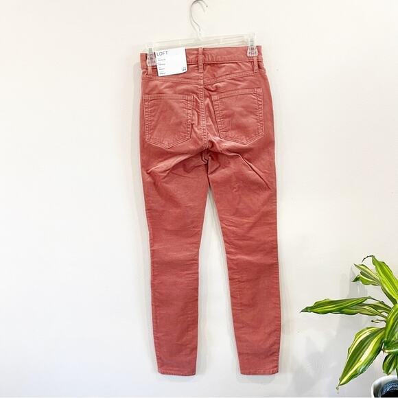 NWT LOFT | Pink Corduroy Modern Skinny High Rise Pants - Picture 2 of 13